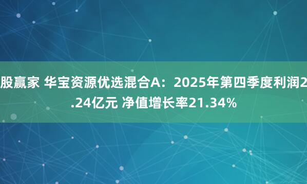 股赢家 华宝资源优选混合A：2025年第四季度利润2.24亿元 净值增长率21.34%