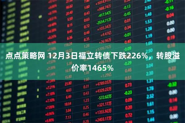点点策略网 12月3日福立转债下跌226%，转股溢价率1465%